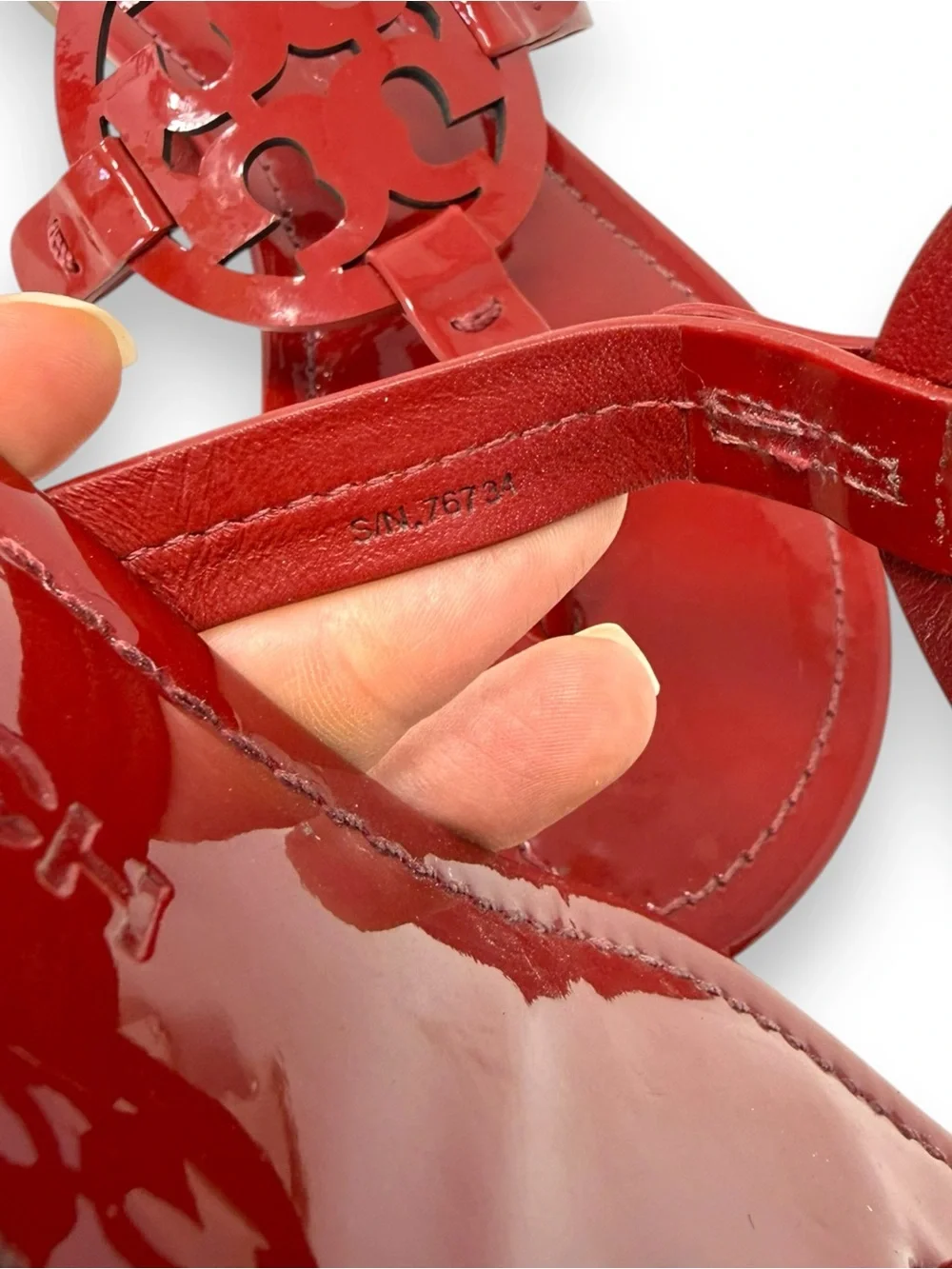 Tory Burch Patent Leather Miller Sandal Deep Red 9 Women’s